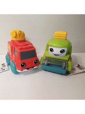 2 Fisher Price Rollin' Tractor Chime Fire Truck Push-Along Infant Toddler Toys
